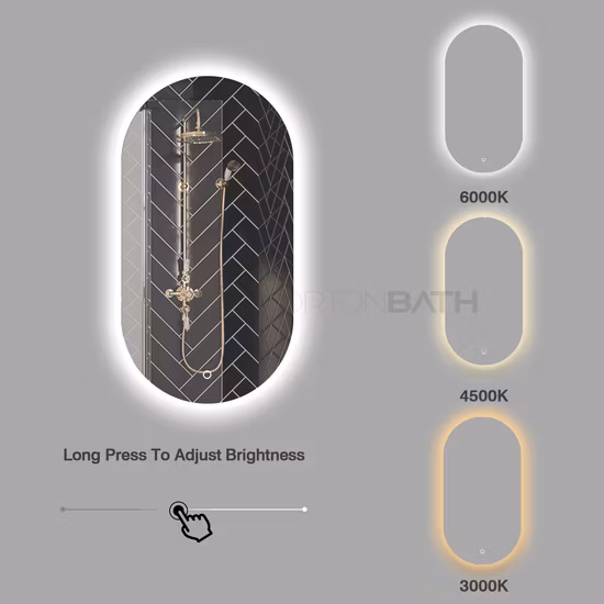 Nouvelle conception en gros Accueil Dé Cor Luxe Rectangle Smart Verre Meubles LED Lumière Acrylique Illuminé Miroir Mural